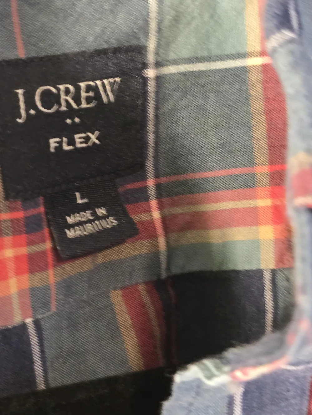J. Crew Men’s Navy and Red Plaid Button-Down Shirt